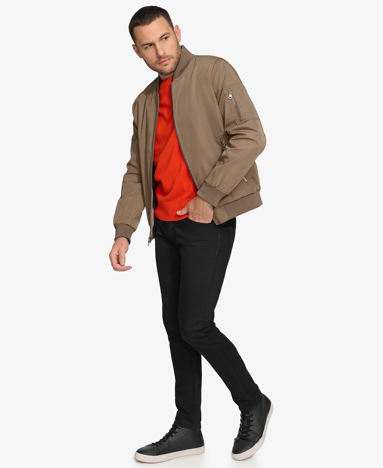 Мужская легкая водонепроницаемая куртка-бомбер Calvin Klein, Dark Tan — фото 2