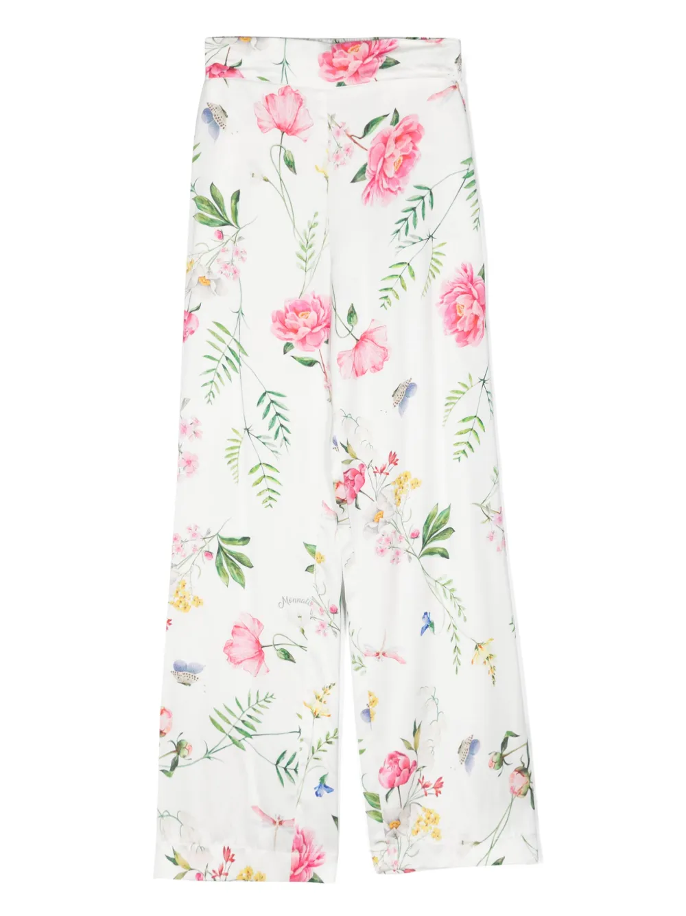 

Широкие брюки с цветочным принтом Monnalisa, белый
