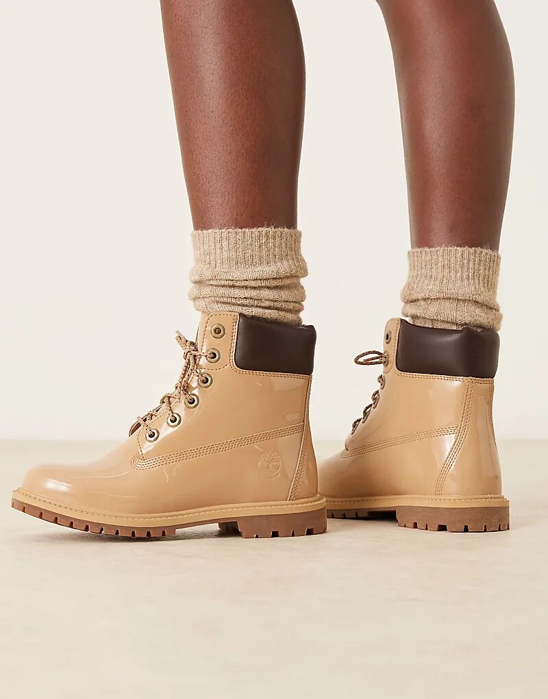 Премиальные ботинки Timberland высотой 6 дюймов из лакированной кожи пшеничного цвета
