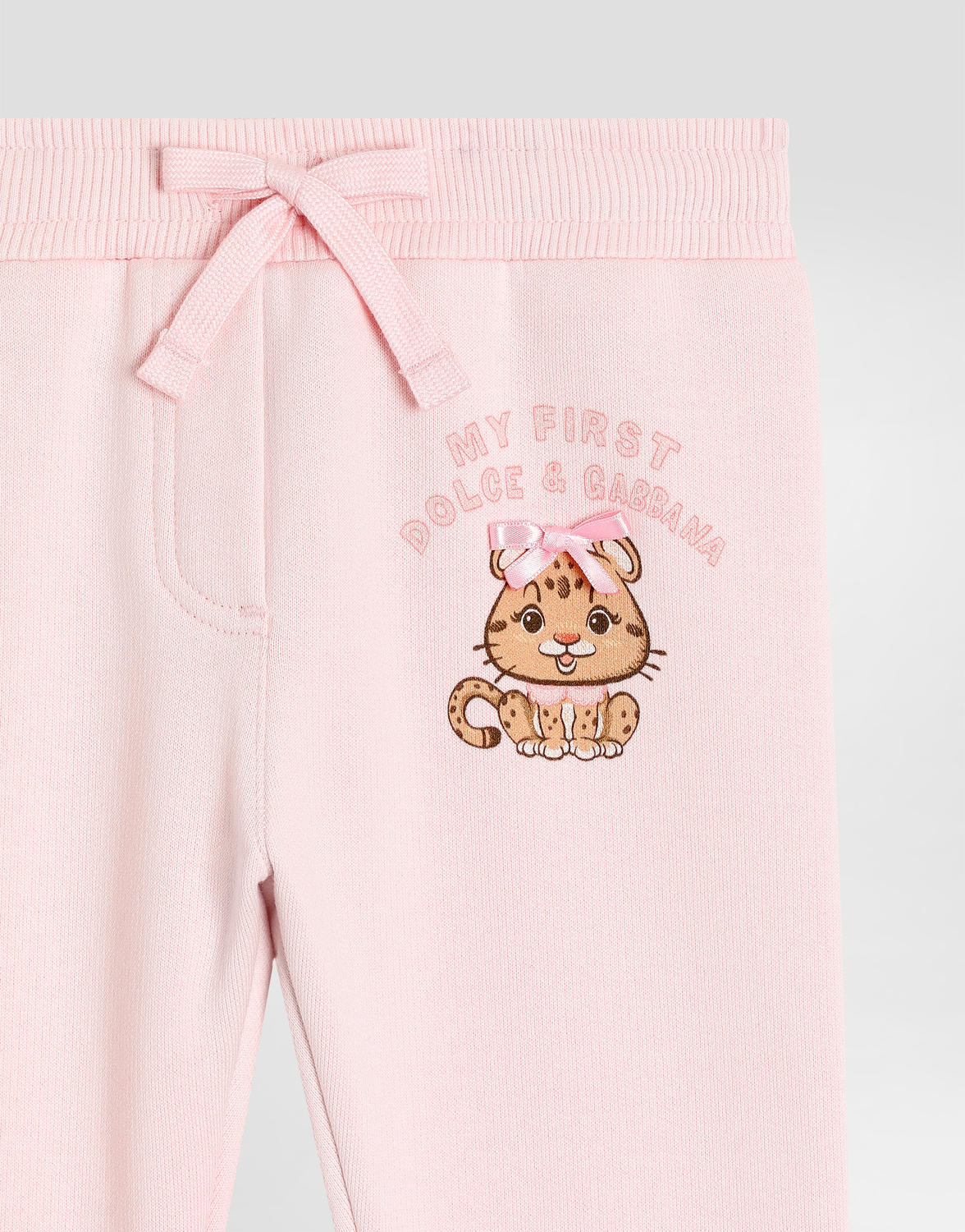 Флисовые брюки с леопардовым принтом и бантом DOLCE & GABBANA, розовый — фото 3
