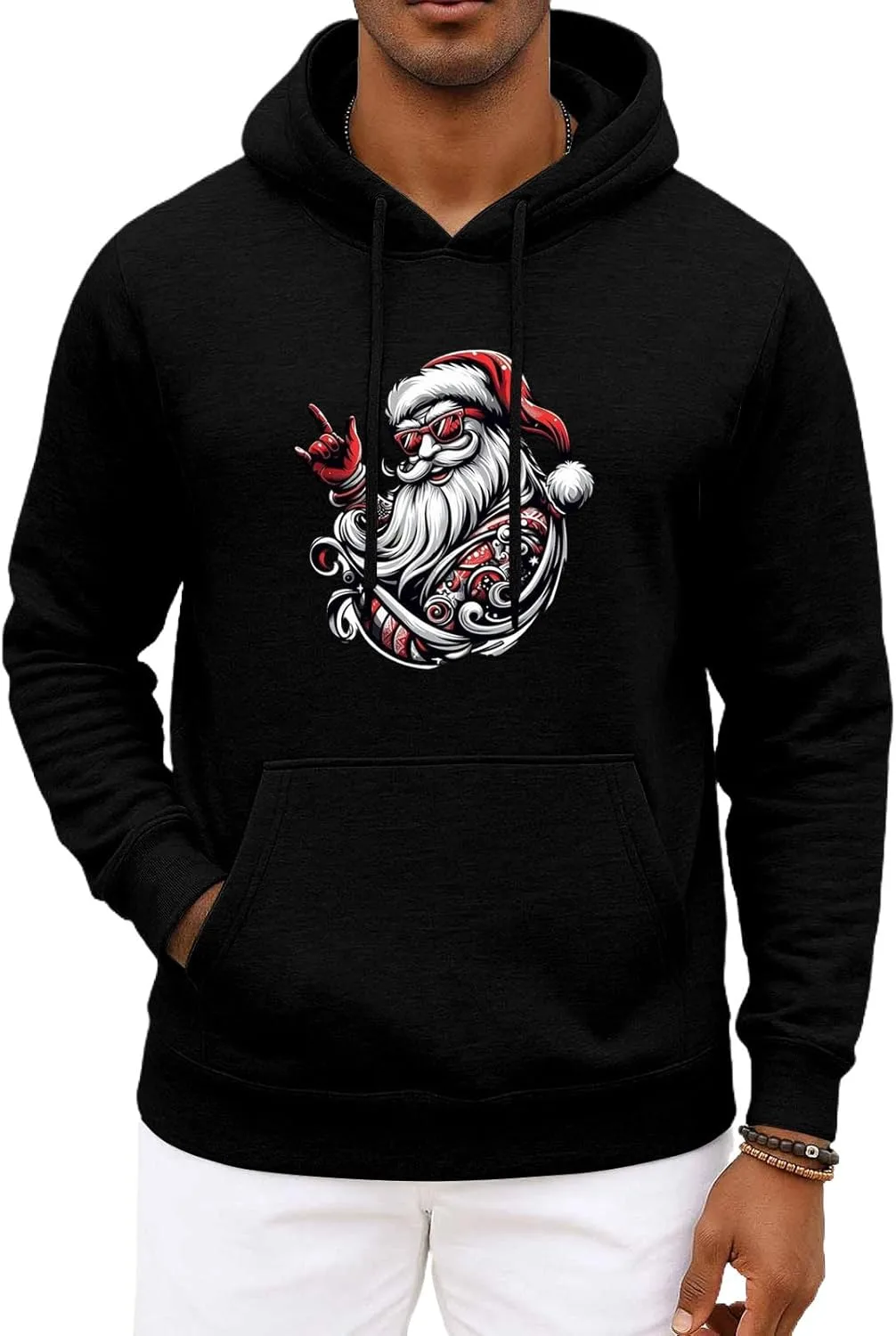 

Рождественский худи для мужчин Oversized с принтом Santa FQZWONG