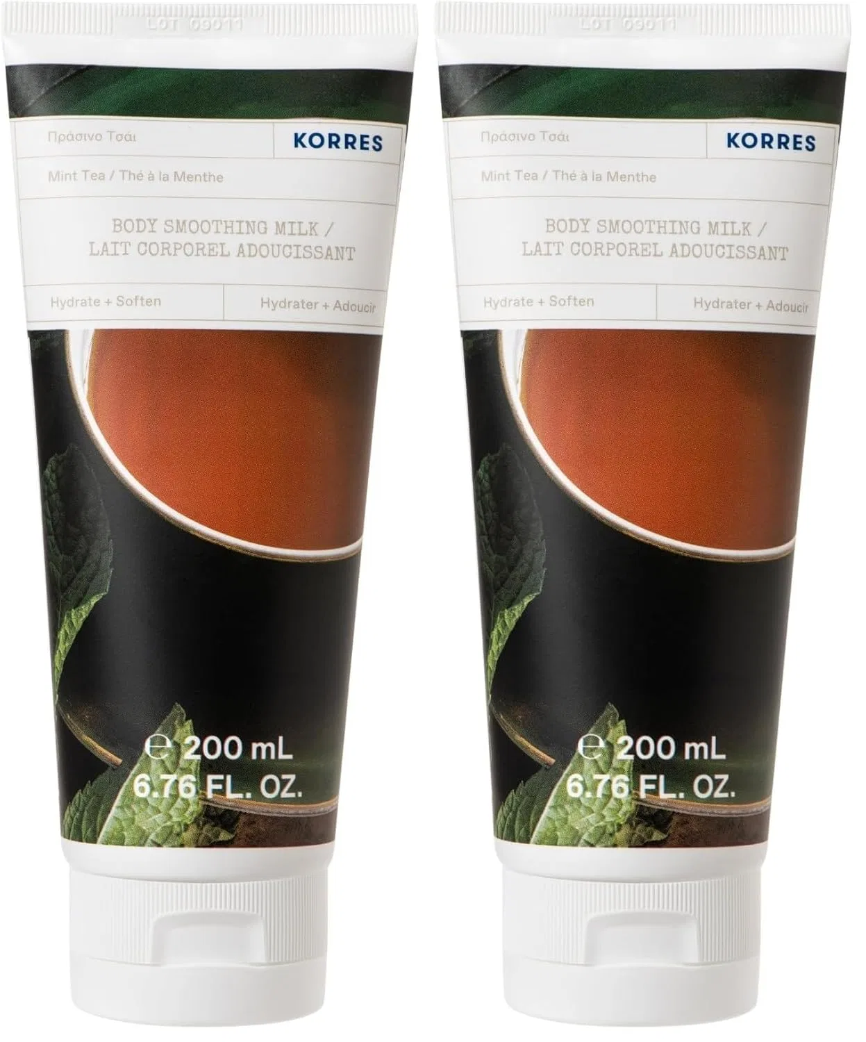 Разглаживающее молочко для тела KORRES Mint Tea с алоэ вера, 200 мл, 2 шт. Korres