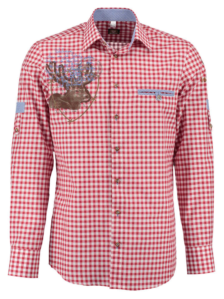 

Традиционная рубашка Кимма средне-красного цвета OS-Trachten