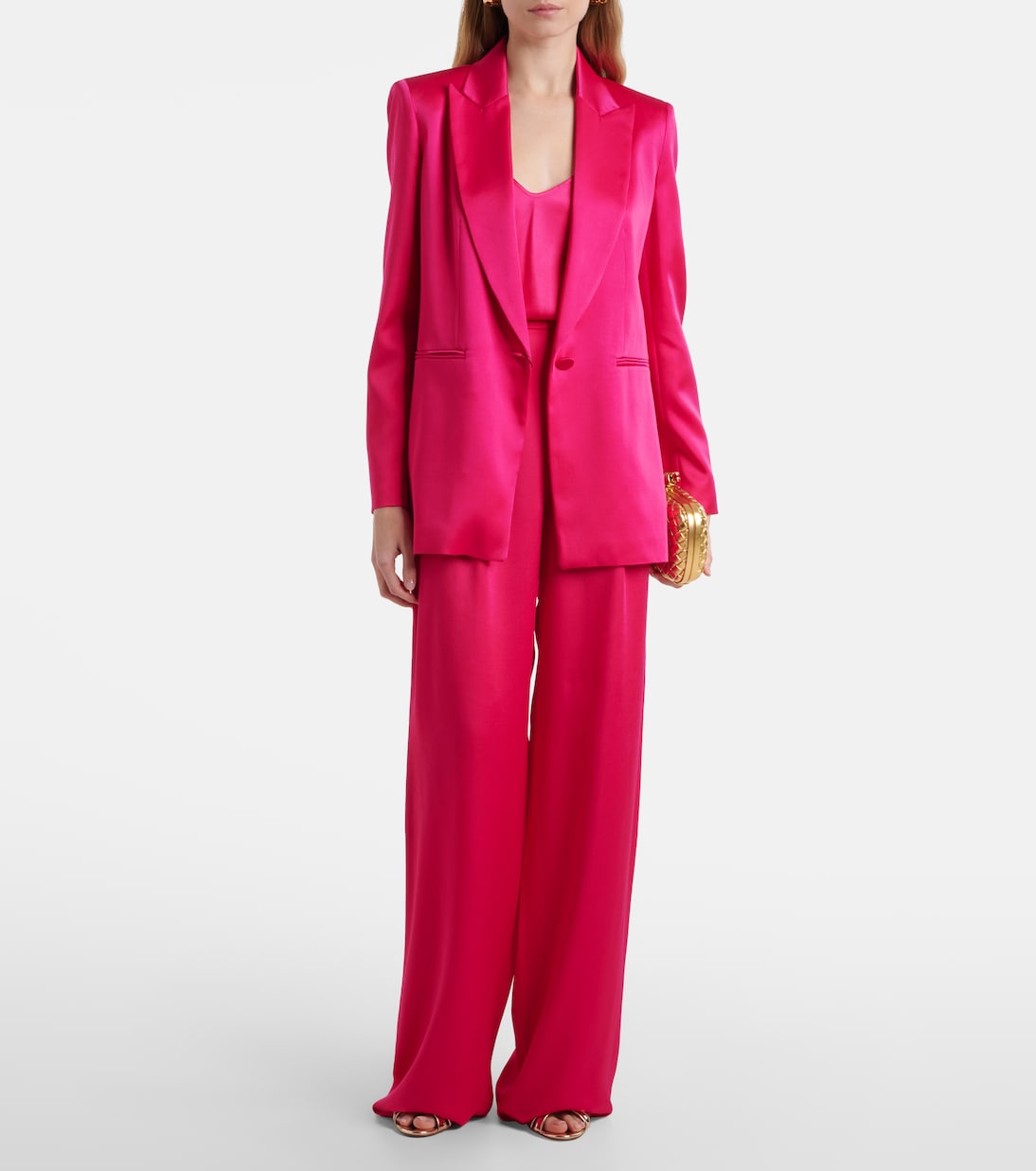 Широкие атласные брюки Ieti Max Mara, Fuxia — фото 2