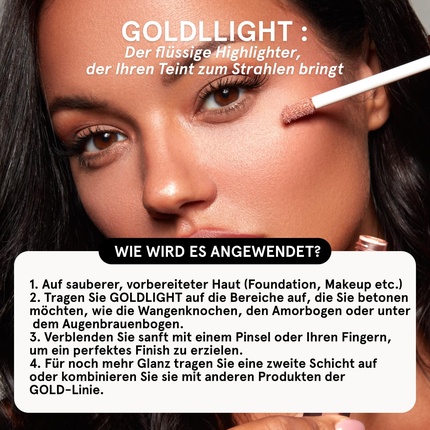 Жидкий хайлайтер Rosegold Goldlight для сияющего цвета лица и эффекта мерцания Rosegold Paris — фото 3