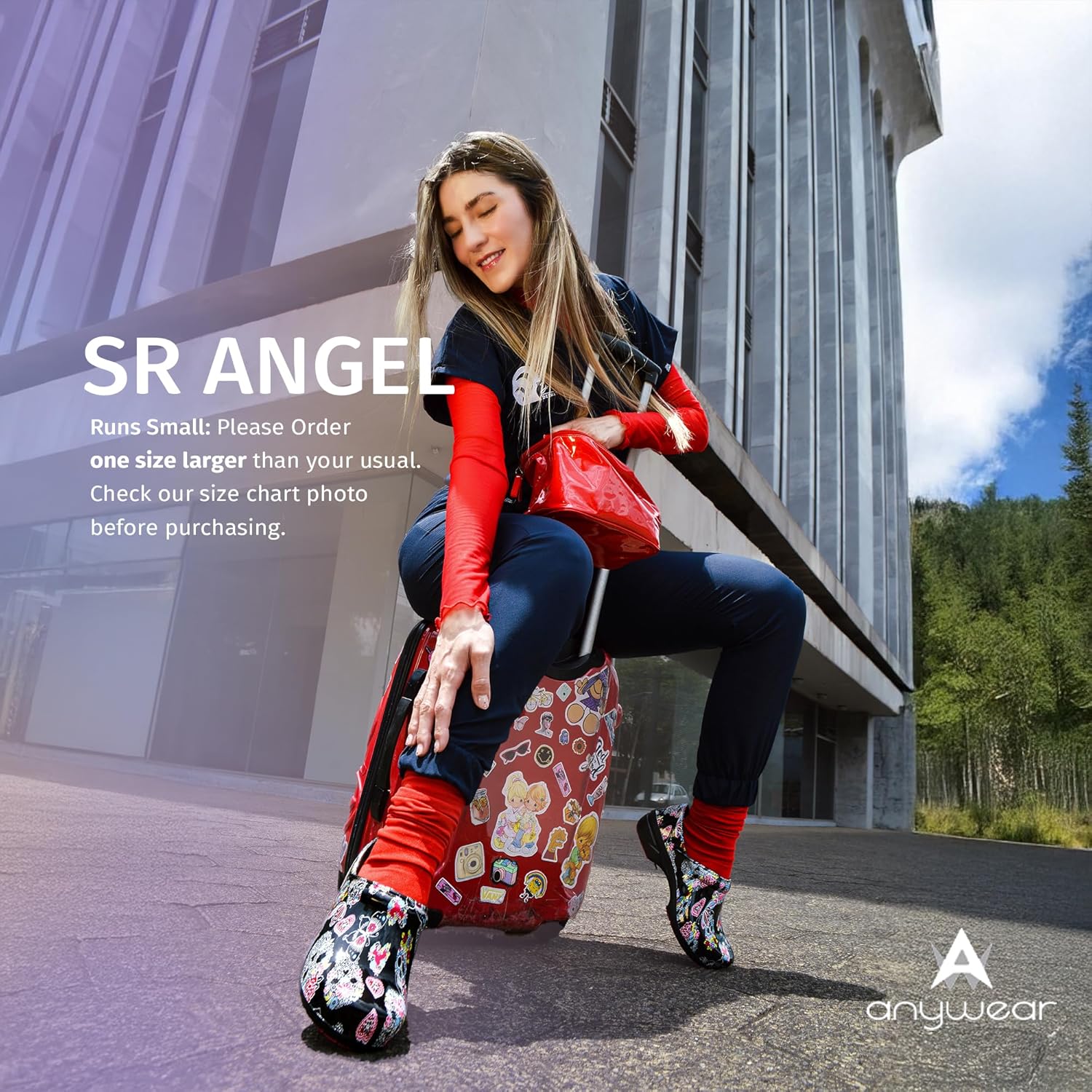 Сабо для медсестер Anywear SR Angel - Нескользящая рабочая обувь для женщин и мужчин - Противоскользящие комфортные туфли для медсестер, черный — фото 2