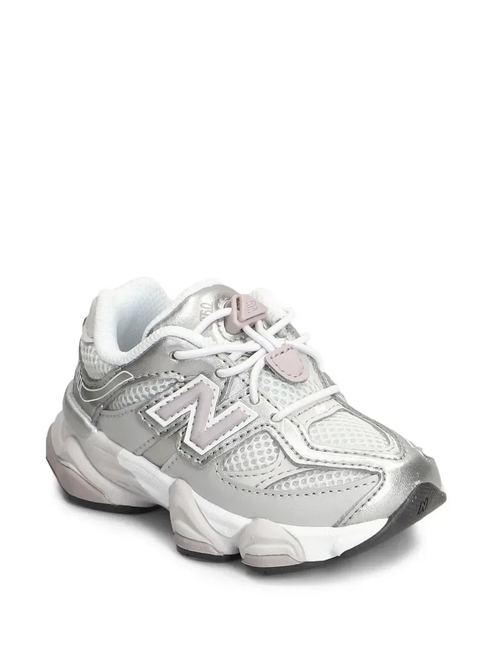 Кроссовки 9060 Bungee со вставками из сетки и шнуровкой New Balance Kids, серебряный — фото 2