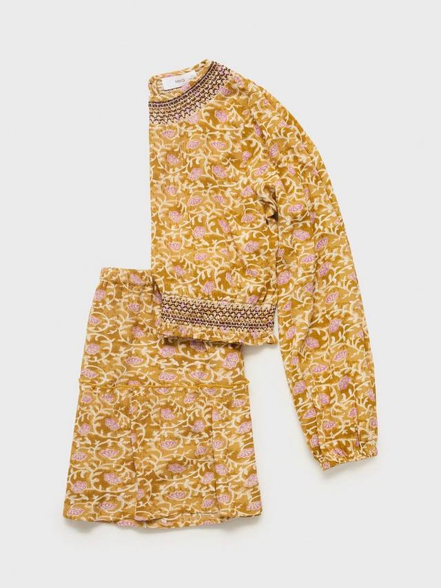 Детская блузка Lourdes с цветочным принтом и сборками Mango, Dark Yellow — фото 4