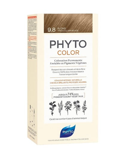 

Краска для волос, 9.8 Очень светлый бежевый блондин PHYTO PHYTOCOLOR