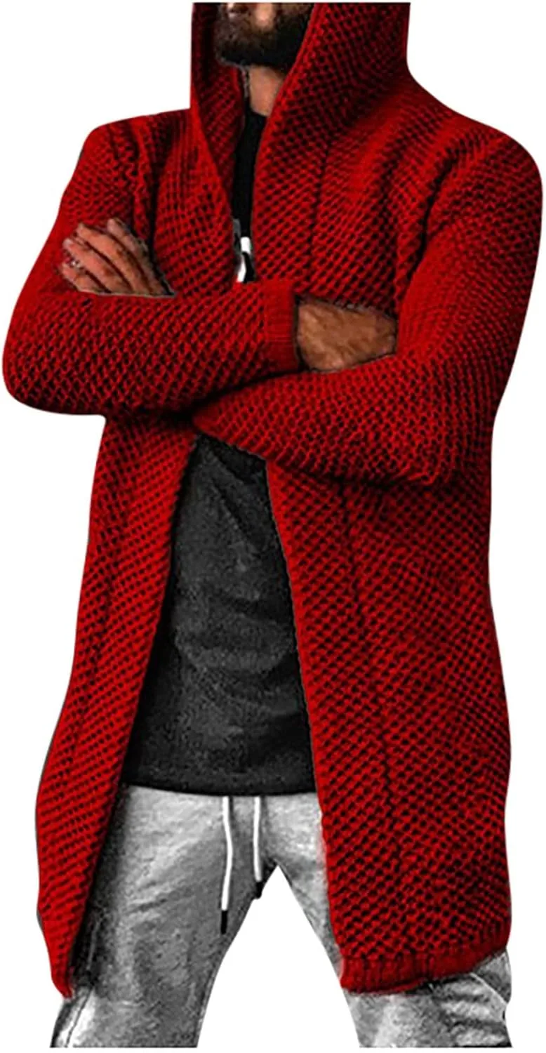 

Мужской кардиган Ymosrh с капюшоном, Casual, размер-5XL