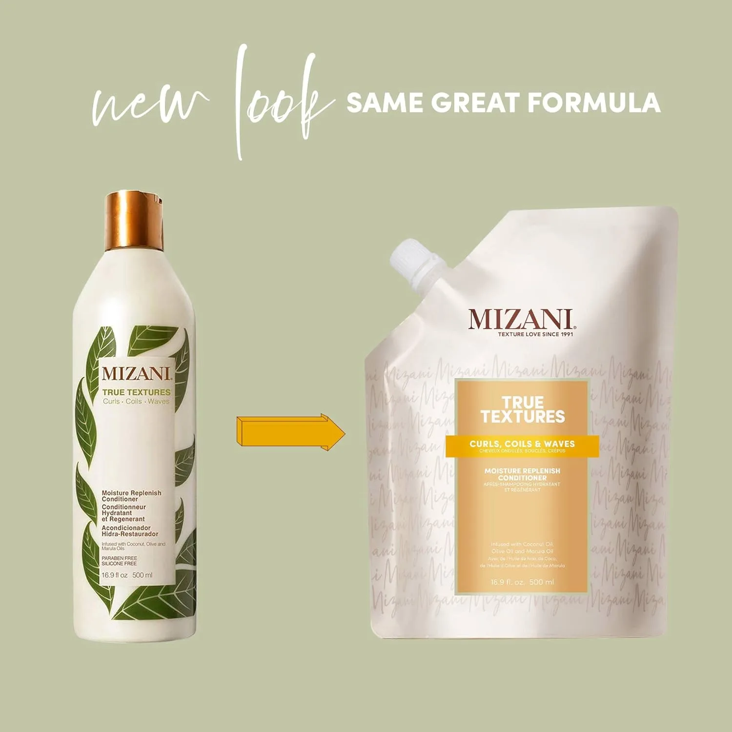 Кондиционер Mizani True Textures Moisture Replenish - Глубоко увлажняющий кондиционер для кудрявых волос с кокосовым и оливковым маслом, против пушистости, без силиконов и парабенов. Набор из 2 штук, Olive — фото 2