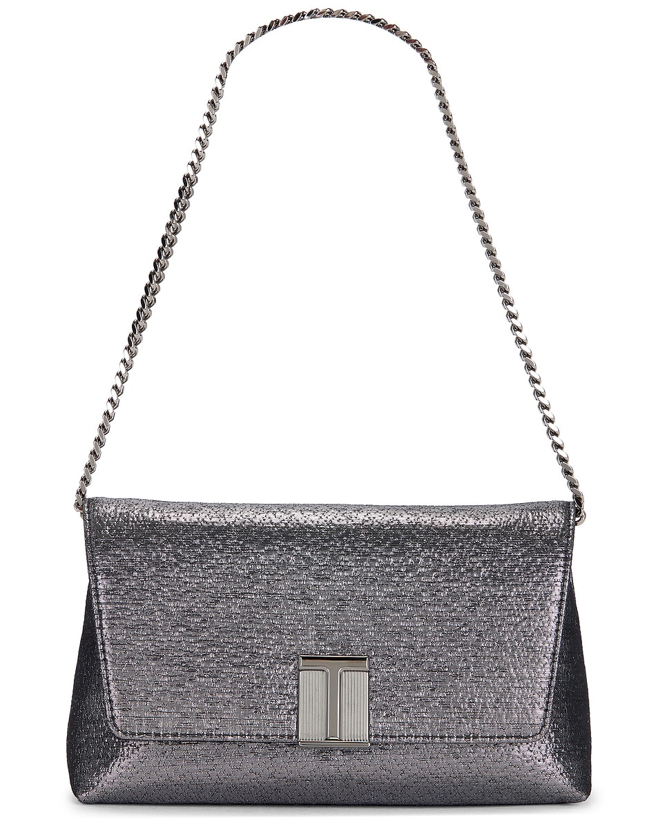 

Noble Ламинированная мини-сумка Tom Ford, Dark Silver