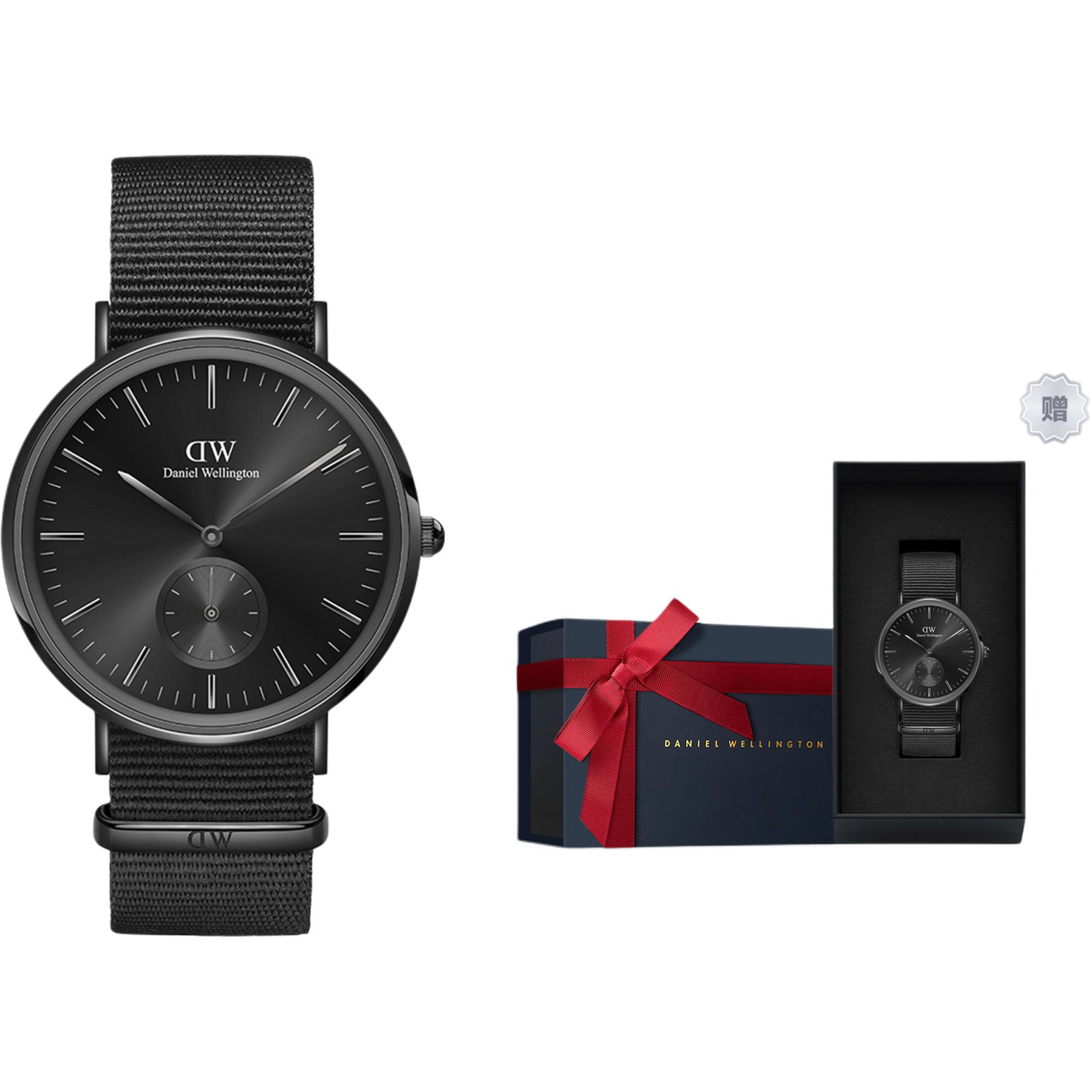 

DW/DanielWellington Часы Daniel Wellington CLASSIC Collection Wrist Watch Quartz Movement Canvas Strap 40mm Black Dial Men's Watch, Radiant Black