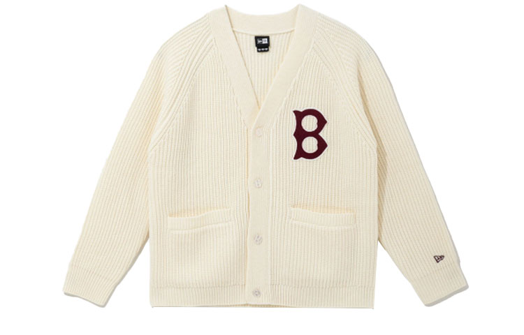 

Кардиган из шерсти с принтом логотипа beige New Era, бежевый