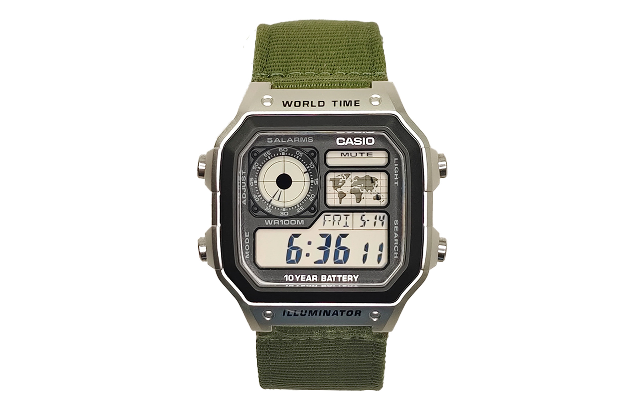 

CASIO Часы Unisex YOUTH Black Watch, Steel Block Nylon Army Green