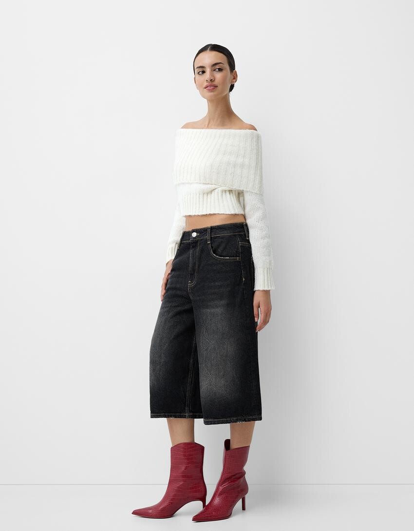 

Ботильоны на каблуке с тиснением в виде животных Bershka, красный