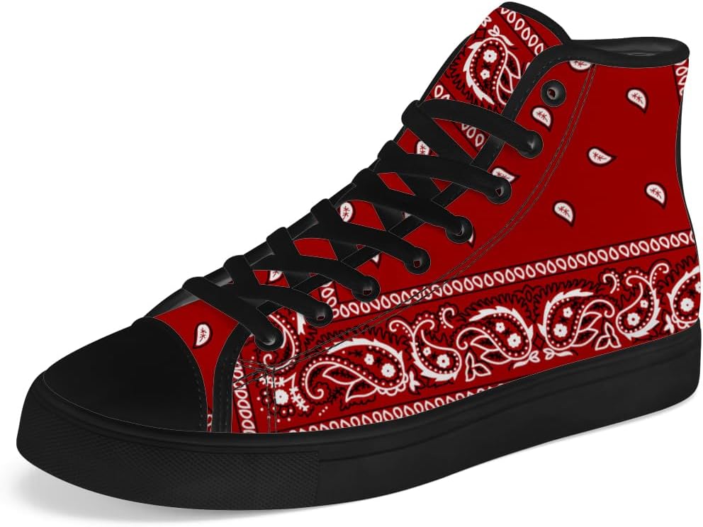 

Кеды Chebing для мужчин и женщин с узором пейсли, высокие, на шнуровке, повседневные, красный