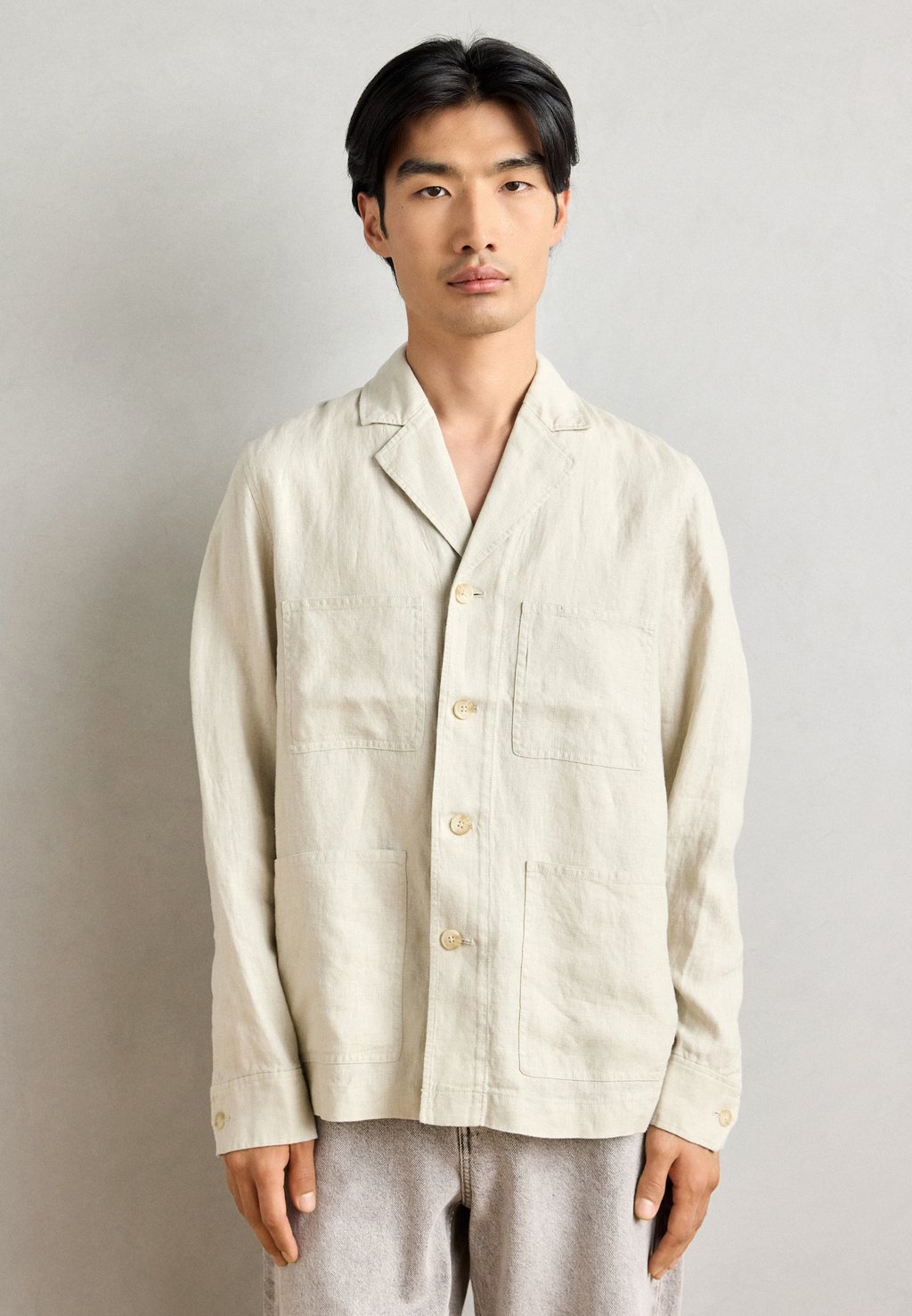 

Легкая куртка OVERSHIRT WITH BLAZER DETAILS PATCHED FRONT POCKETS STRAIGHT Marc O'Polo, бежевый