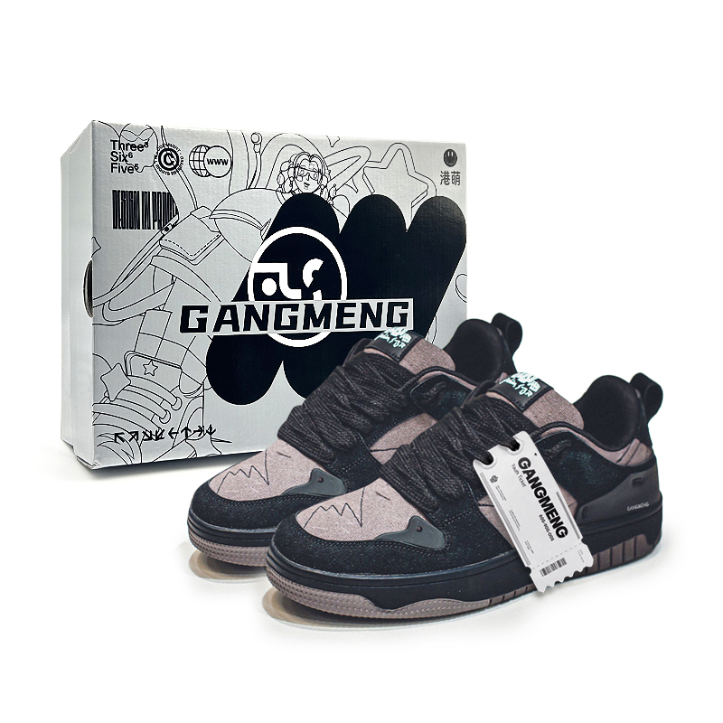 

Hong Kong Meng Скользоустойчивые износостойкие дышащие мужские скейтерские кеды лоу-топ черно-серые [бокс], цвет Black Gray[Box]