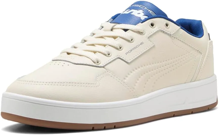 Мужские кроссовки PUMA Porsche Legacy Court Classic Lux с шнуровкой, повседневные - белые, белый — фото 2