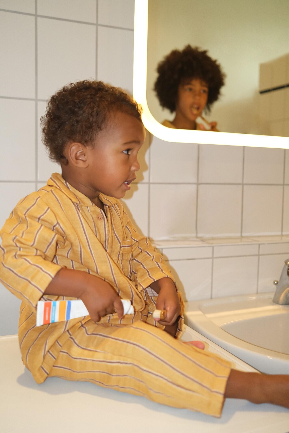 

3-6 лет/пижама с рубашкой в полоску ZARA, цвет mustard