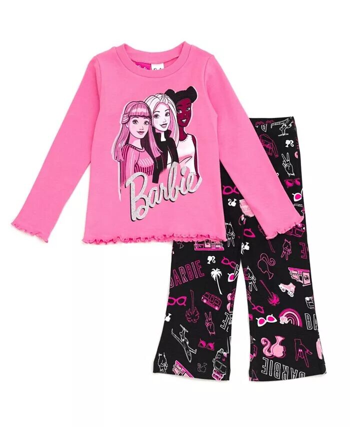 

Комплект одежды из футболки и брюк для девочек (2T–14–16 лет) Barbie, розовый