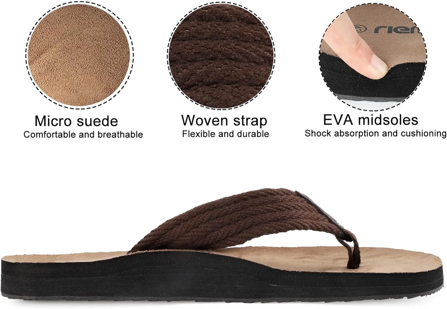 Шлепанцы riemot mens Chanclas Para Hombre, коричневый — фото 3