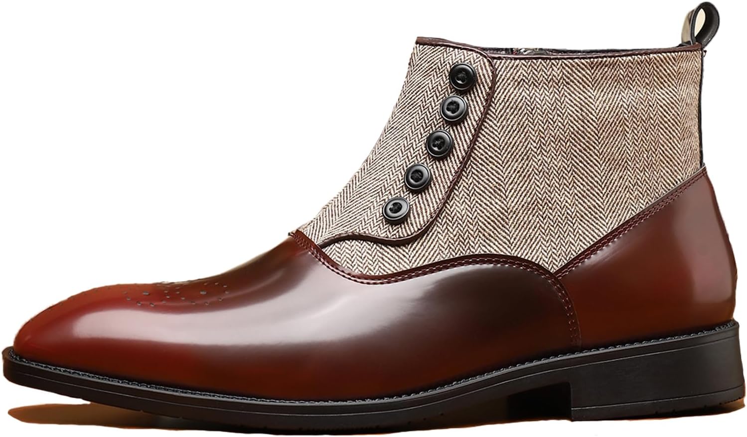 

Мужские лакированные ботинки челси на толстом каблуке с лоскутным дизайном, застежкой-молнией, декором в виде заостренных пуговиц, нескользящим блочным каблуком, короткие деловые ботинки для вечерних вечеринок, свадеб и торжеств Bedgmdeg, красны...