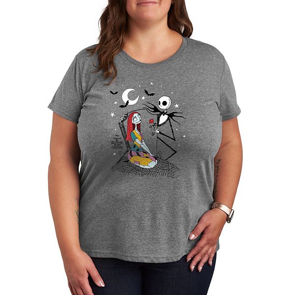 

Футболка Plus size с принтом «Кошмар перед Рождеством» Jack & Sally Disney, Heather Gray