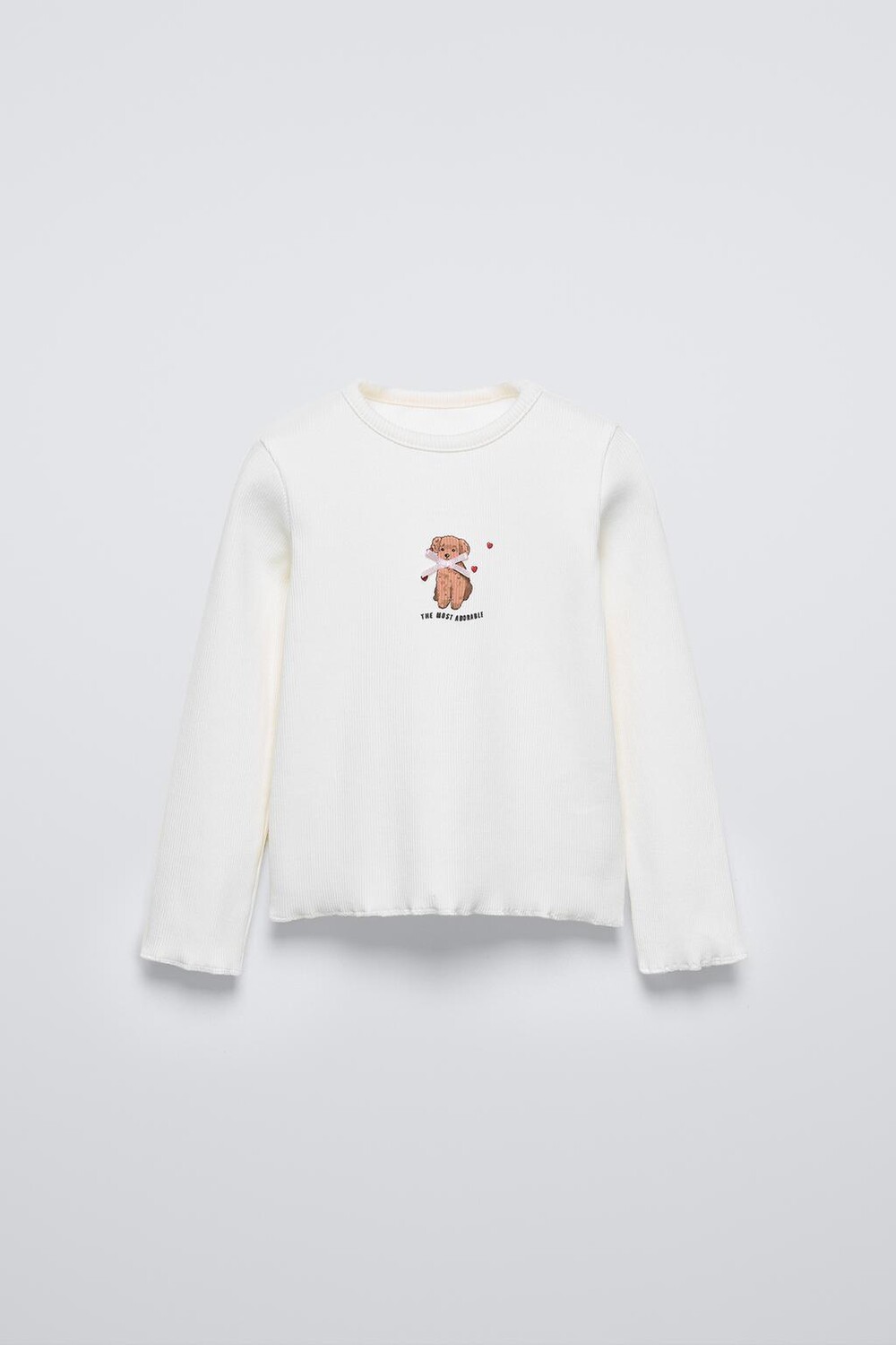 

Футболка в рубчик с принтом в виде банта ZARA, цвет apricot