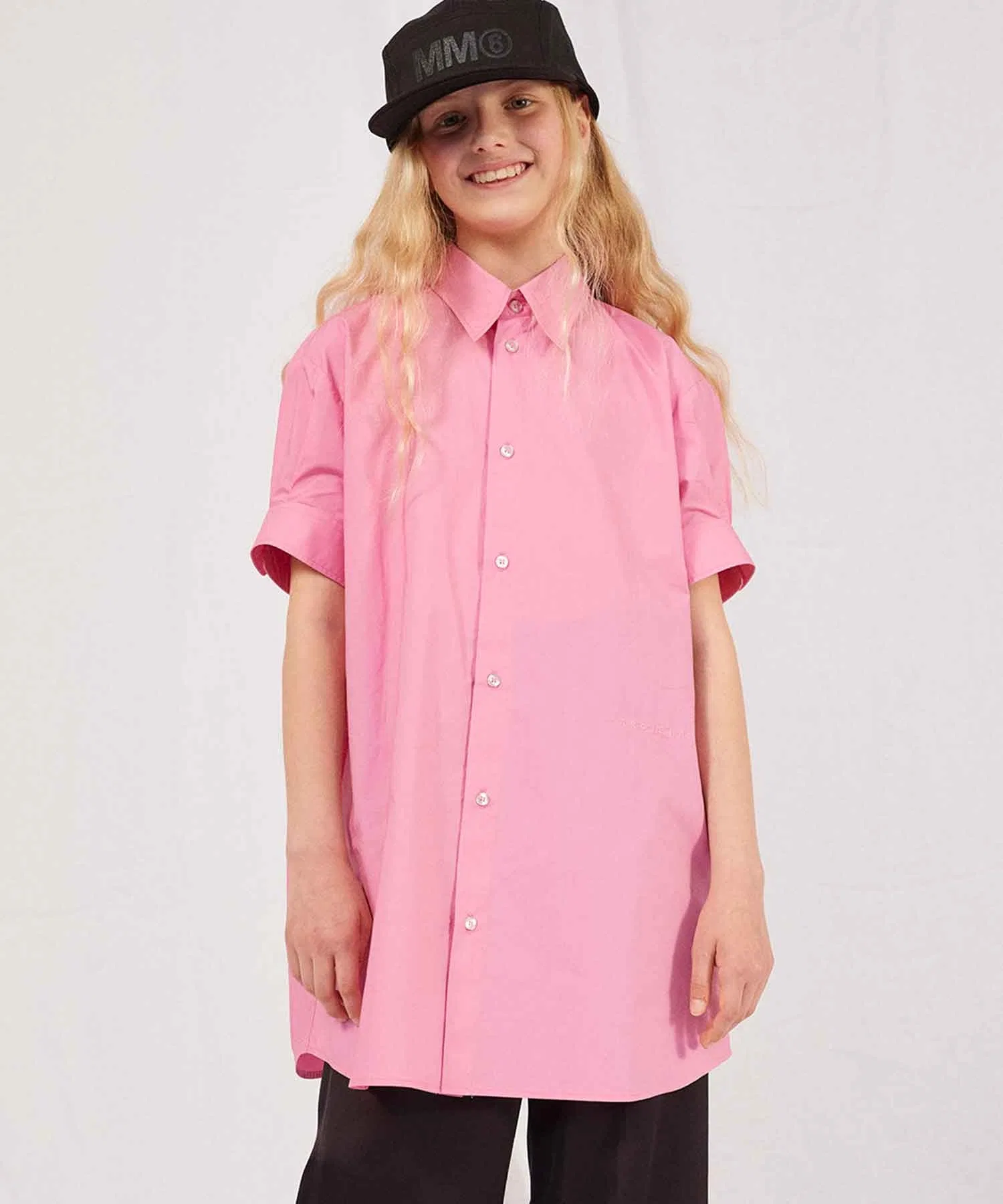 Женское хлопковое платье MM6 Maison Margiela Kids розовое
