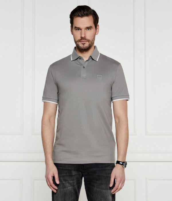 

Поло Boss Orange Passertip Slim Fit, серый