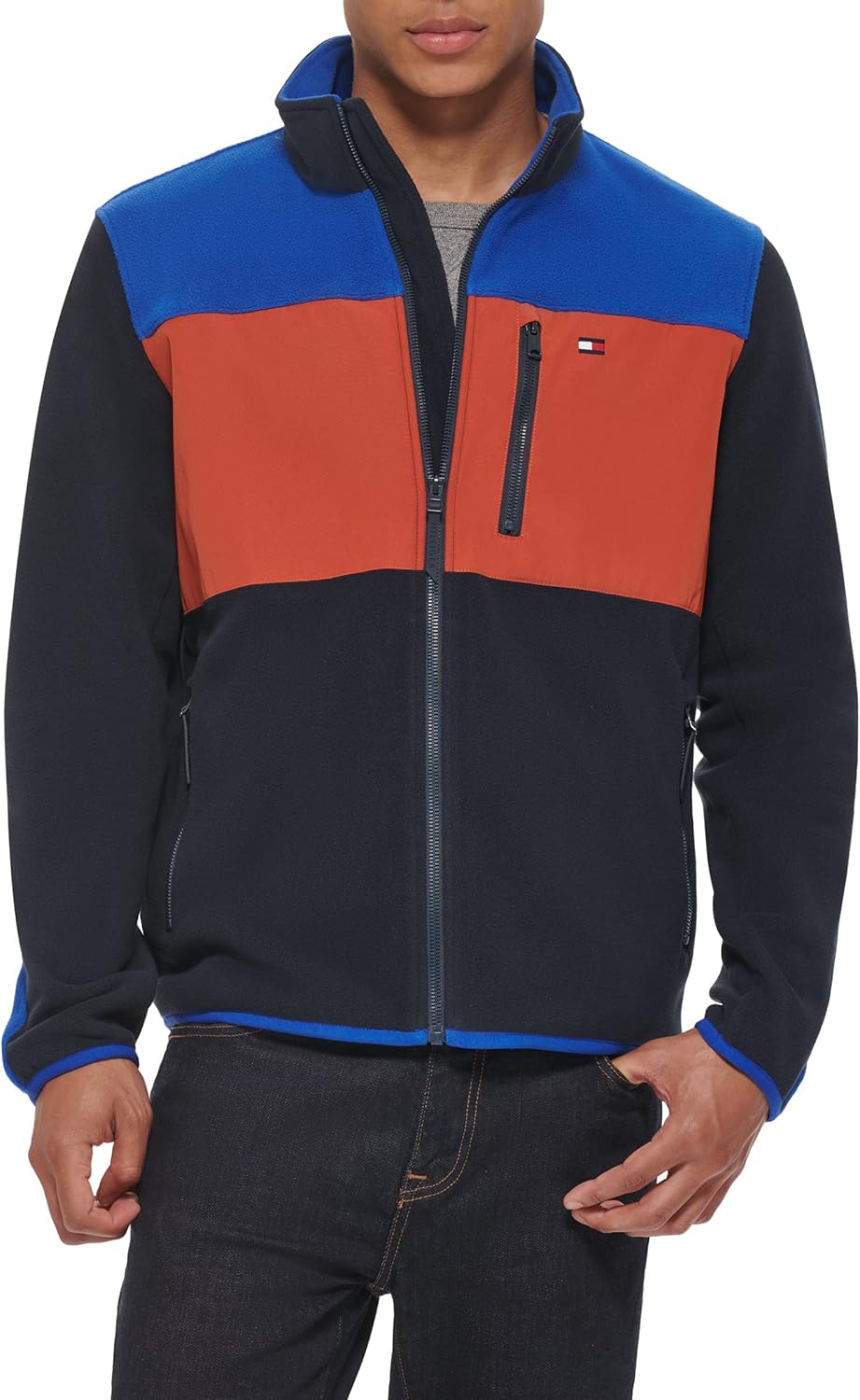 

Мужская флисовая куртка Tommy Hilfiger на молнии спереди, Navy/Spicy Orange