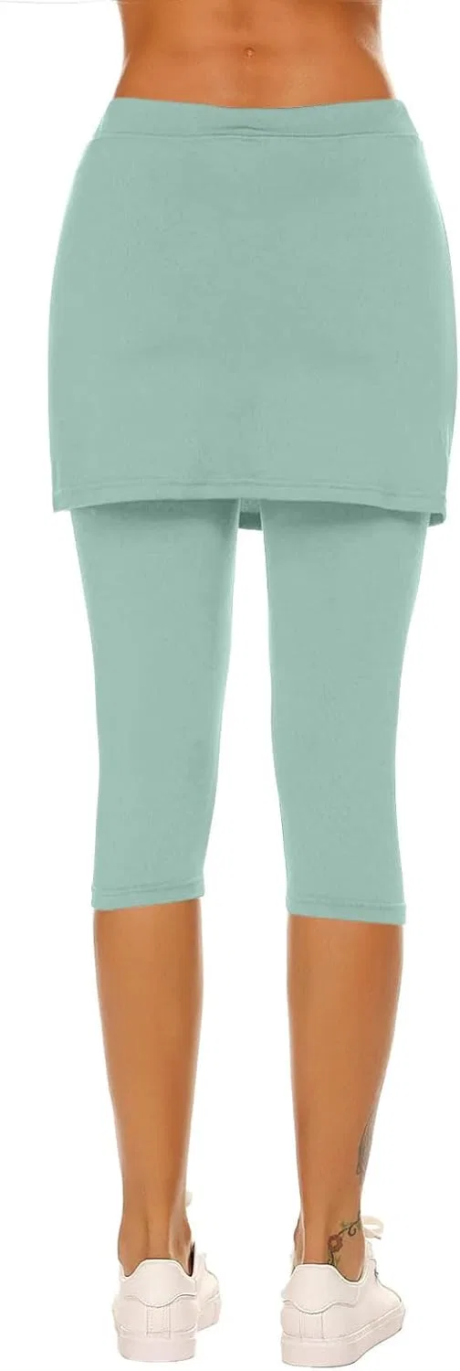 Женские капри с юбкой для йоги, тума-контроль, Mint Green — фото 4