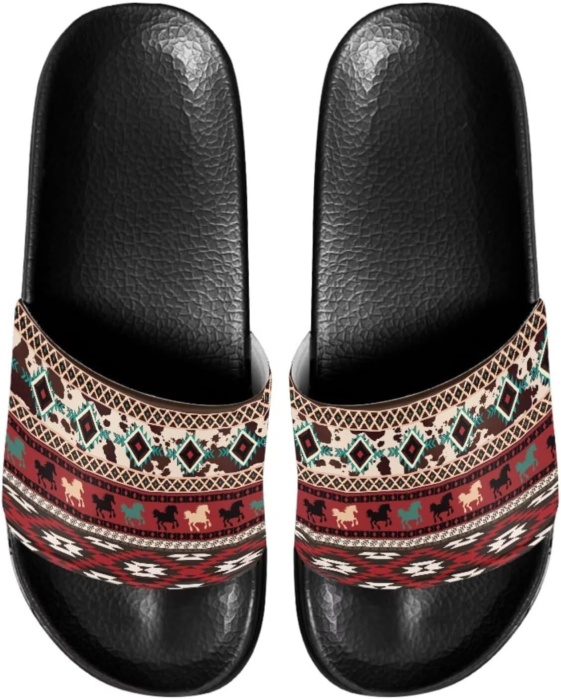 

Мужские тапочки Pugasmiru, шлепанцы, нескользящие для душа, домашняя повседневная обувь, Aztec Horse Pattern
