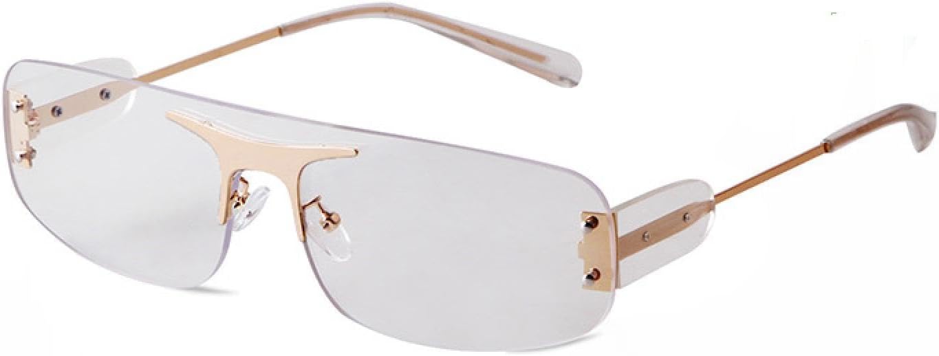 

Модные безободковые прозрачные солнцезащитные очки для женщин и мужчин с защитой от УФ-излучения UV400, с плоской верхней частью и встроенными солнцезащитными очками WNCKSQ, C1