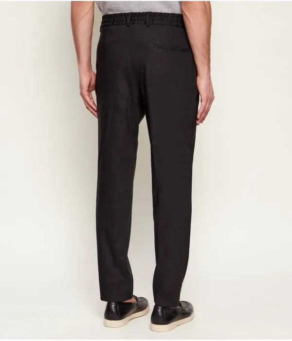 Льняные брюки P-Perin-RDS-WG-262 tapered fit Boss, черный — фото 4