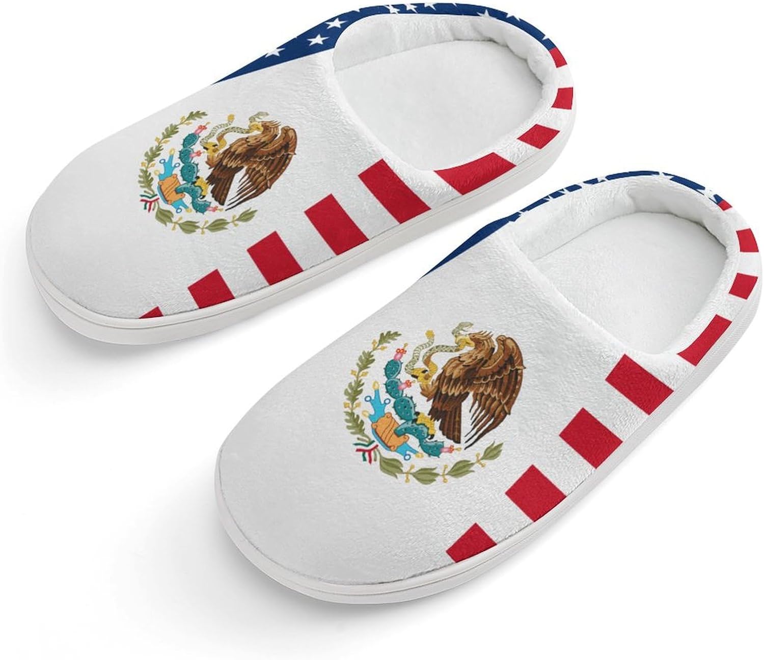 

Милые хлопковые тапочки с флагом дружбы США и Мексики, противоскользящие домашние туфли, печатные тапочки для дома и улицы Generic, белый