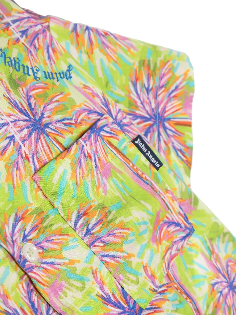 Рубашка с короткими рукавами и принтом Palm Angels Kids, зеленый — фото 3