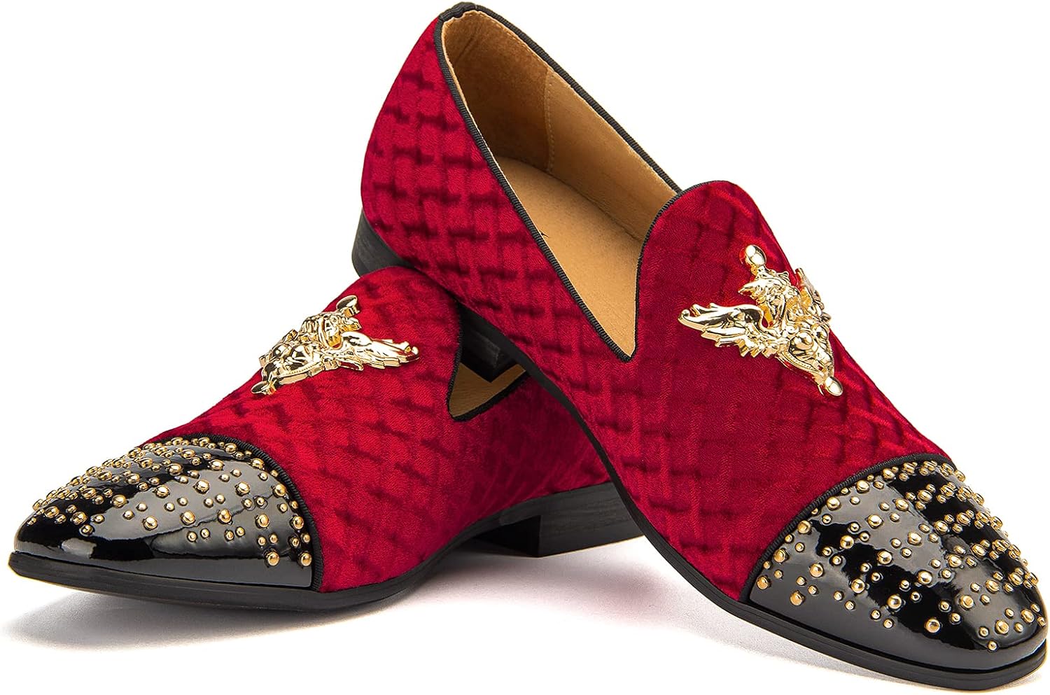 

Мужские лоферы из натуральной кожи с металлической текстурой и блестками, без шнурков Jitai, красный