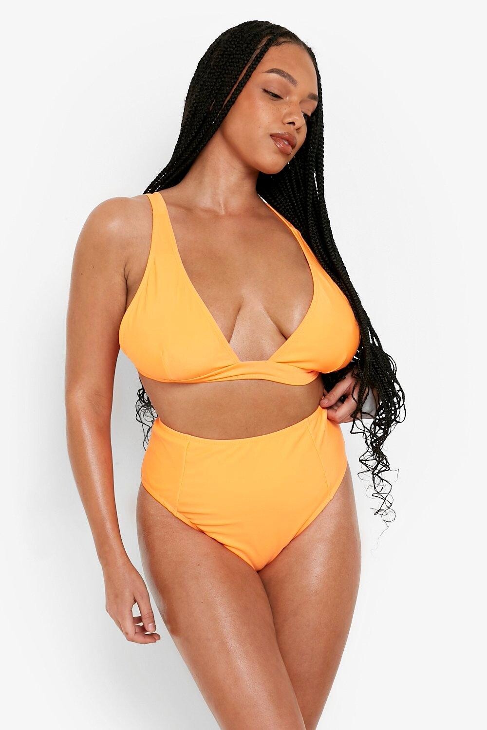 

Топ бикини plus neon essentials Boohoo, оранжевый