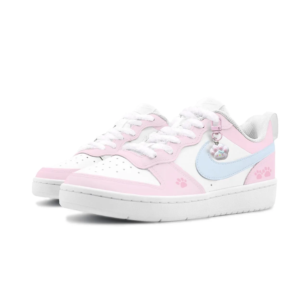 Nike Court Borough 2 Milk Blue Cat Print кожаные противоскользящие кроссовки для скейтбординга с амортизацией и устойчивостью к истиранию — фото 4