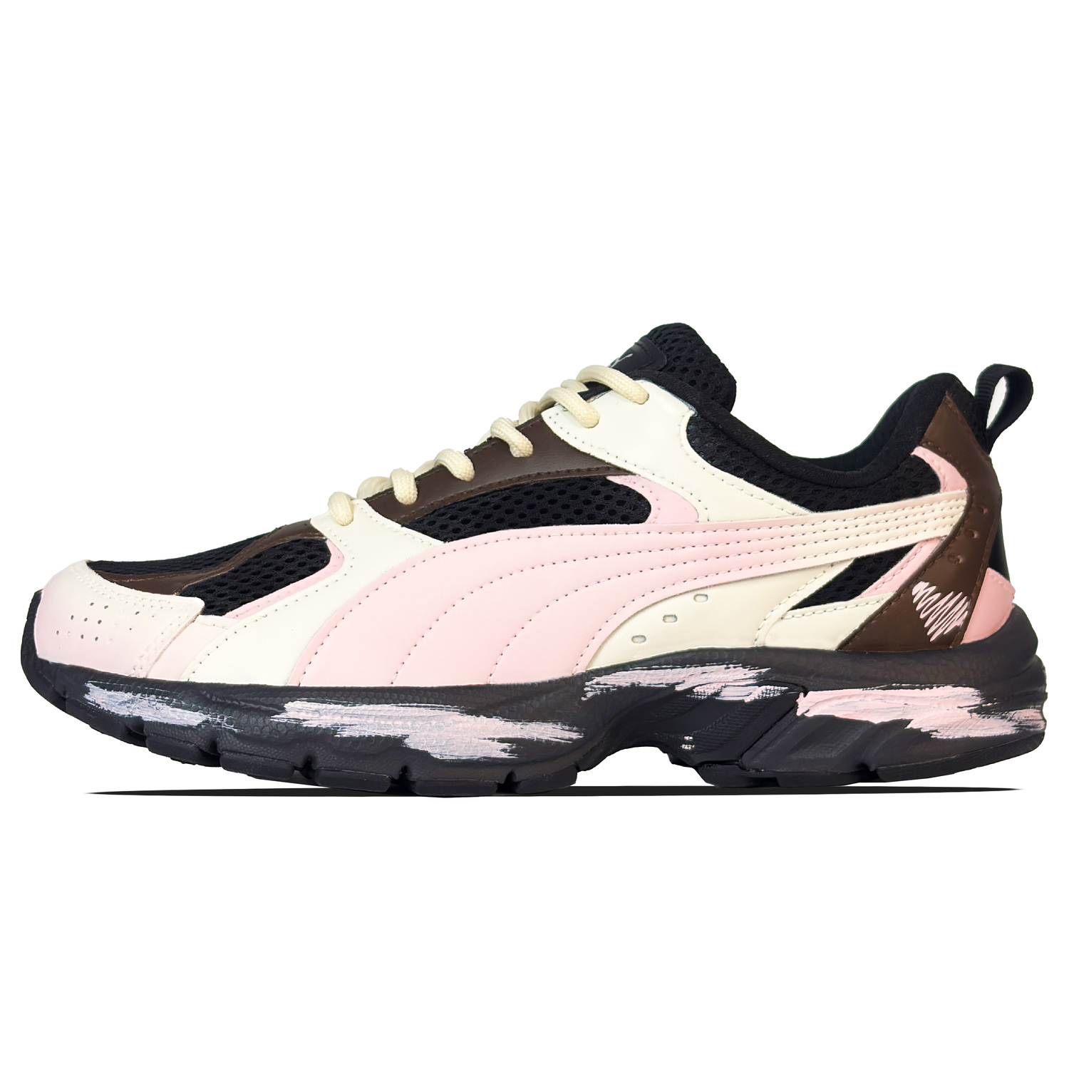 

PUMA Milenio устойчивые к истиранию дышащие низкие кроссовки Unisex бежево-розовые