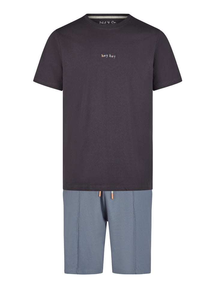 

Phil & Co. Berlin Пижамный комплект Shorty, антрацитово-средне-голубого цвета