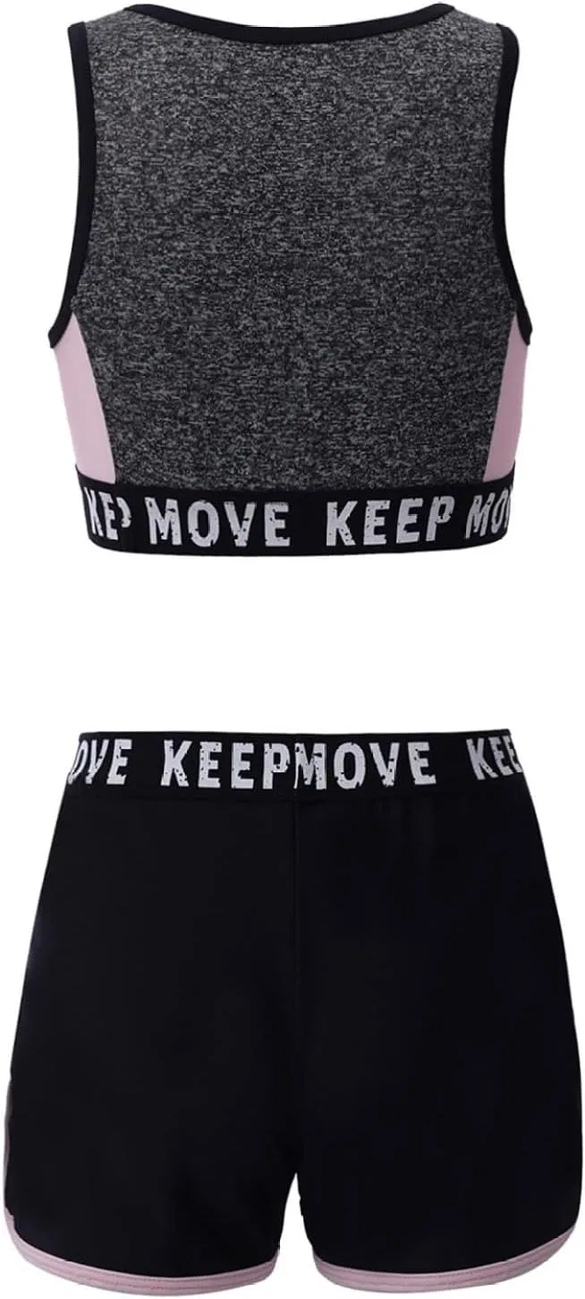 Детский спортивный костюм с принтом Yeeye, топ и шорты, Zipper Grey — фото 4
