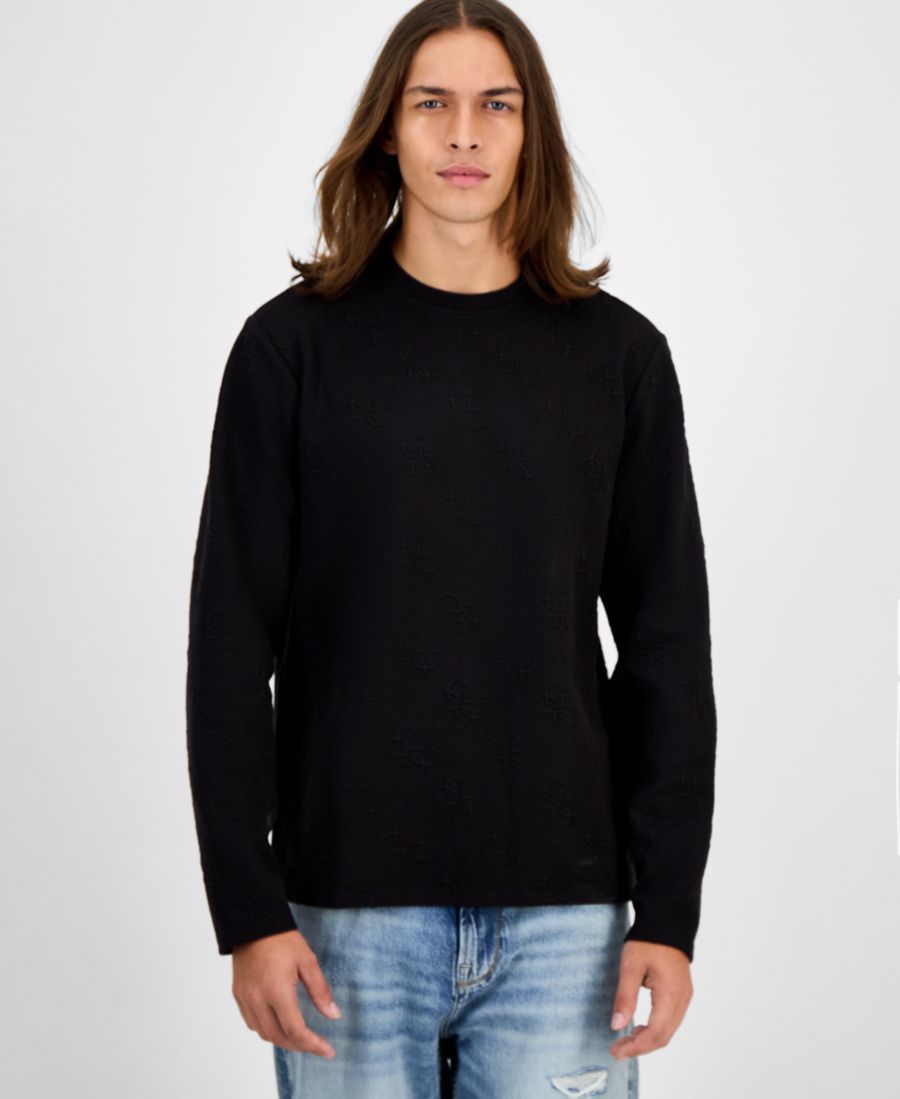 

Мужской свитер Quattro G Logo с круглым вырезом GUESS, Jet Black