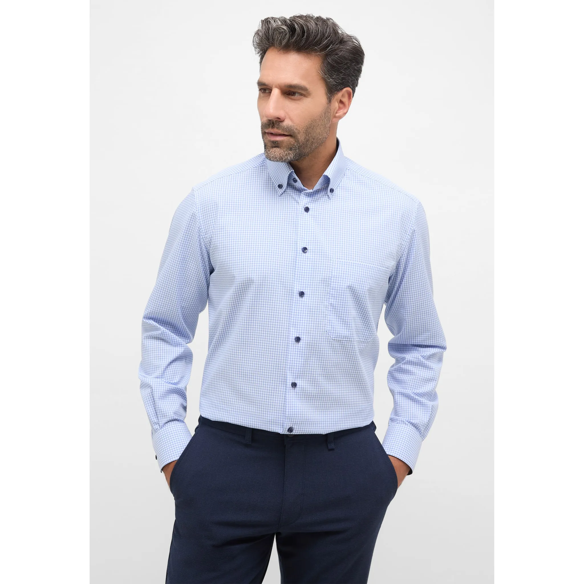 

Рубашка Eterna с длинными рукавами "COMFORT FIT", голубой