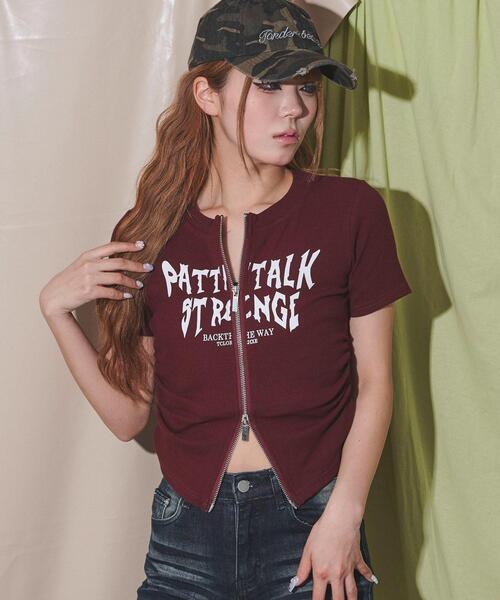 

Футболка с короткими рукавами, принт логотипа, застежка на двойную молнию DISPARK, красный