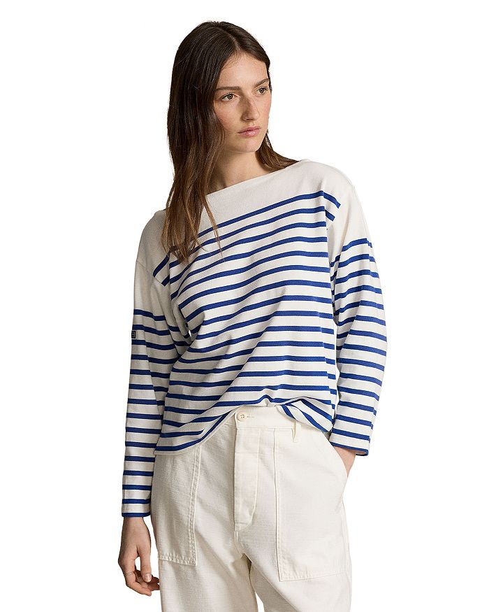 

Полосатый хлопковый топ Ralph Lauren, белый
