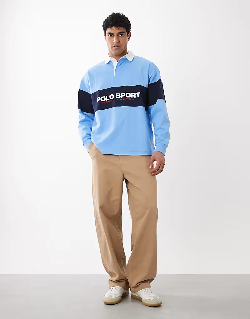 Спортивная футболка-поло Polo Ralph Lauren Sport оверсайз для регби, синий — фото 2